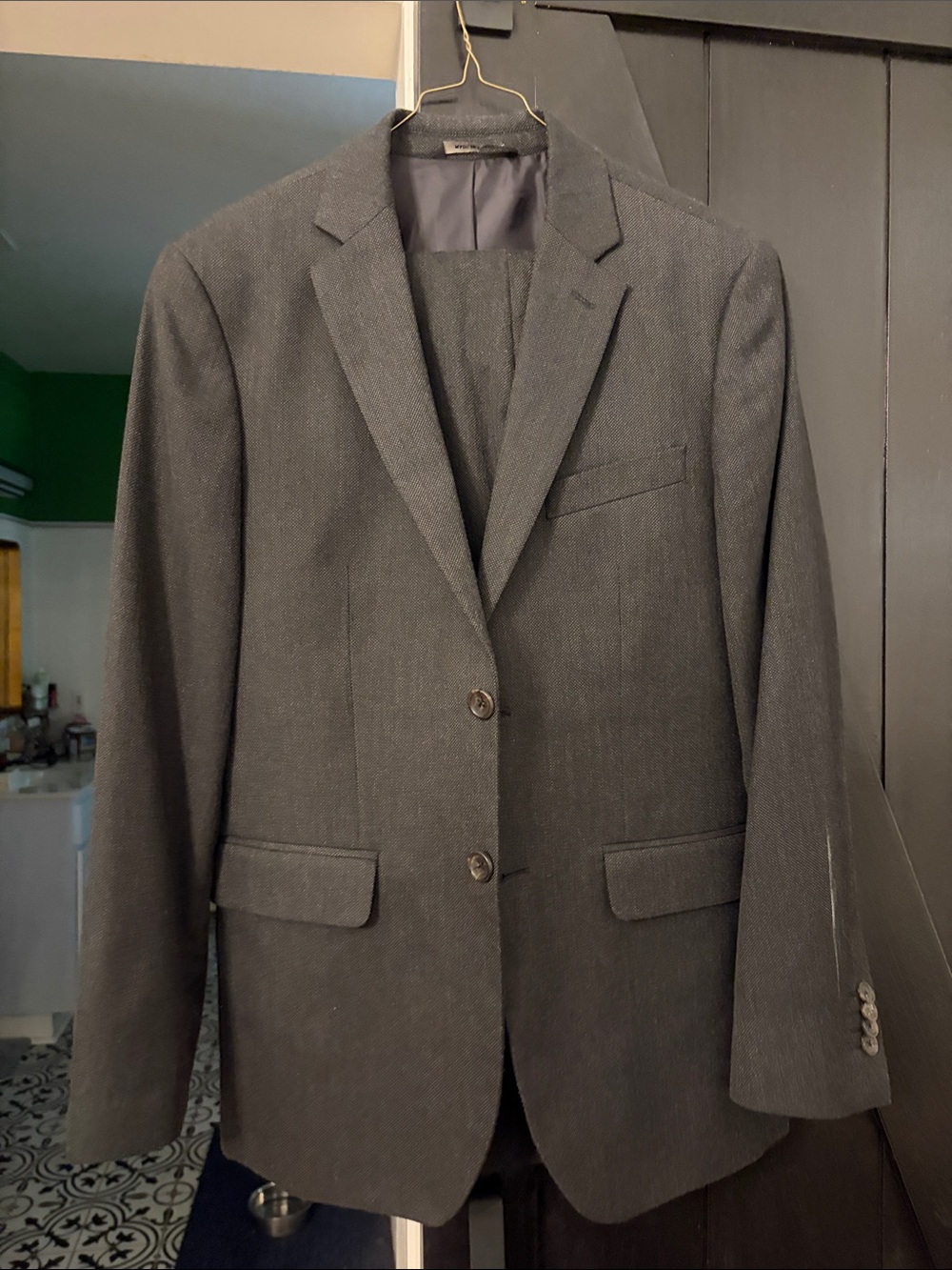 Banana Republic Men's Charcoal Gray Two-Button Suit Jacket and Pants set